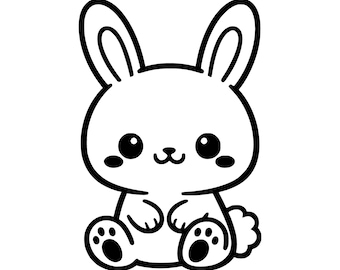 Kawaii Bunny SVG PNG Cut File, Cricut Design Digital