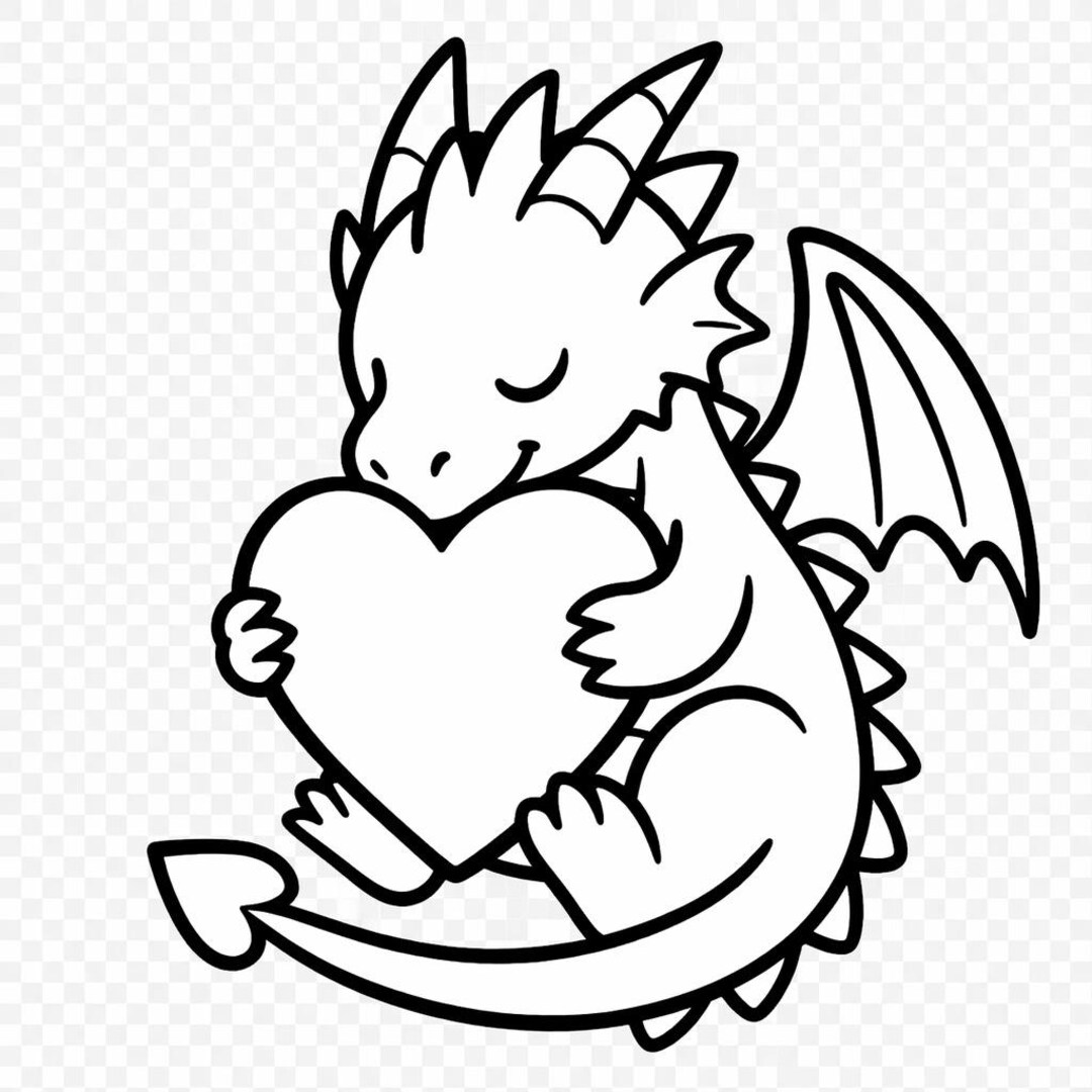 Dragon Hugging Heart SVG PNG Cut File, Cricut Silhouette Decal - Etsy