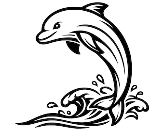 Arquivo de corte digital para Cricut: Golfinho Saltando em SVG e PNG