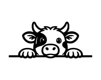 Peeking Cow SVG PNG Cut File, Cricut Design Digital