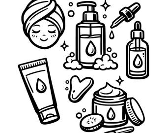 Kit de Cuidados com a Pele - Arquivo de Corte SVG e PNG, Design Digital para Cricut