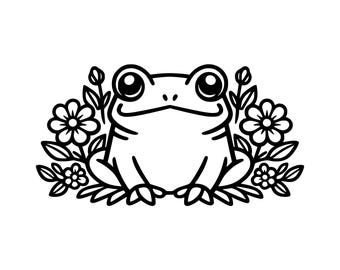Floral Frog SVG PNG Cut File, Cricut Design Digital