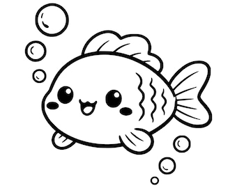 Kawaii Fish SVG PNG Cut File, Cricut Design Digital