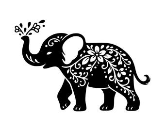 Floral Elephant SVG PNG Cut File, Cricut Design Digital