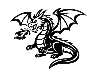 Fire Breathing Dragon SVG PNG Cut File, Cricut Design Digital