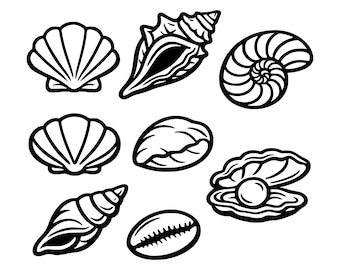 Seashell Bundle SVG PNG Cut File, Cricut Design Digital