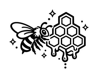 Biene und Honigwabe SVG PNG Schnitt Datei, Cricut Design Digital