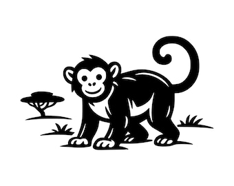 File di taglio SVG PNG della scimmia, design digitale per Cricut