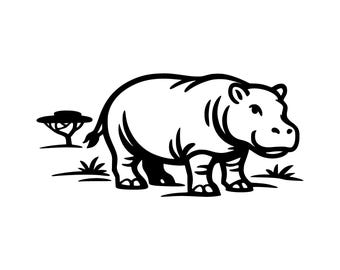 Nilpferd SVG PNG Schnittdatei, Cricut Design Digital