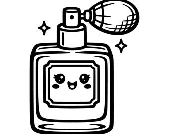 Kawaii Parfüm Flasche SVG PNG Schnitt Datei, Cricut Design Digital
