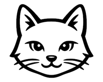 Minimal Cat Head Clipart SVG PNG Cut File, Cricut Design Digital