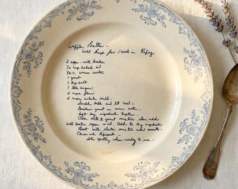 Vintage Rezept-Platte | Personalisierte Keramik-Andenken-Platte | Französisches Bauernhaus Küche Dekor | Personalisiertes Geschenk