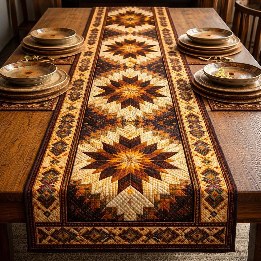 Western Rustic Table Runner Western Table Runner Rustic Star Quilt Pattern Farmhouse Decor ...