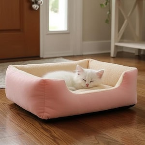 Calming Plush Donut Cat Bed – Soft Pet Nest for Cats & Small Dogs, Cozy Kitten Cushion Basket, Warm Winter Sleeping Bed