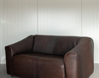 Vintage DS-47 Zwei-Sitzer Sofa von De Sede, Neck Leder Ausziehbarer Sitz, 1970er Jahre