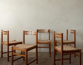 Sillas de comedor rústicas modernas italianas vintage de Snaidero, década de 1970, juego de 5