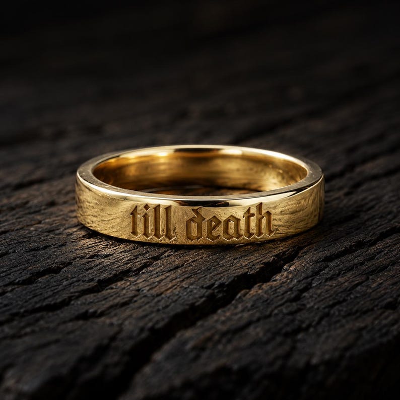 Buy Til Death Ring, Engraved Silver Wedding Band, Gothic Promise Ring Buy Til Death Ring, Engraved Silver Wedding Band, Gothic Promise Ring