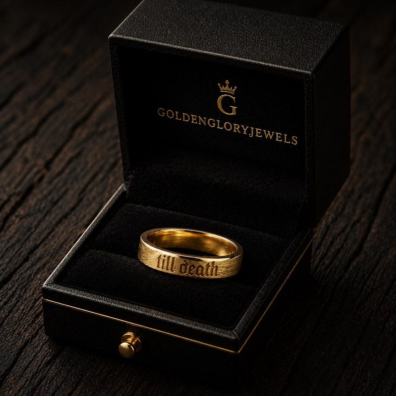 Buy Til Death Ring, Engraved Silver Wedding Band, Gothic Promise Ring Buy Til Death Ring, Engraved Silver Wedding Band, Gothic Promise Ring