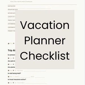 Vacation Home Prep Checklist | Editable Travel Planner (PDF Download)