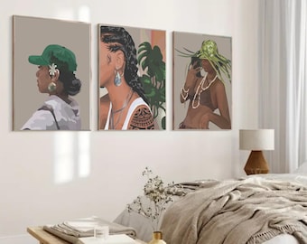 Tropical Wall Art Printable, Polynesian Woman Portrait, Boho Island Decor, Neutral Aesthetic Wall Art, Digital Download