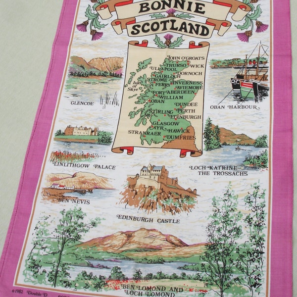 Cotton Souvenir Tea Dish Towel - BONNIE SCOTLAND