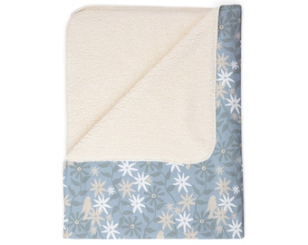 Manta de forro polar Sherpa con estampado Mille Fleur / Manta acogedora con estampado floral