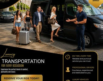 Luxury Transportation Flyer Bundle, Chauffeur Canva Template, Shuttle Van limo Service, Marketing Design