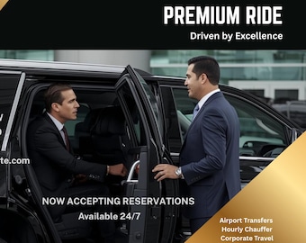 Luxury Transportation Chauffeur, Marketing Flyer Editable Template, Limo Service, Black Car Business (Digital Download)