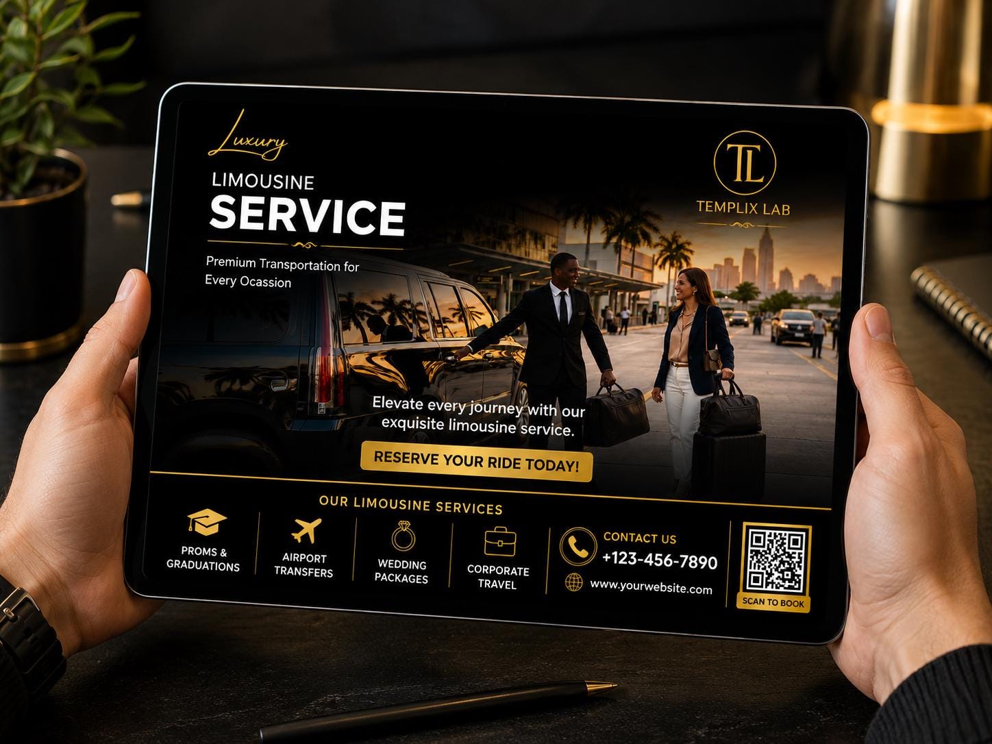 Luxury Limousine Flyer Template Editable in Canva | Chauffeur Service ...