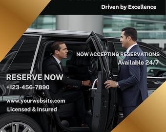 Luxury Transportation Chauffer, Editable Template, Limo Service, Business Marketing Flyer (Digital Download)