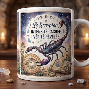Schorpioen Astrologie Mok - Mok met dierenriemteken - Esoterisch Mystiek Cadeau - Keramische Horoscoop Mok - Aquarel Astronomie Ontwerp