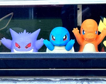 Snorlax, Psyduck, Pikachu, Gengar, Charmander, Squirtle & Angry Eevee window decoration