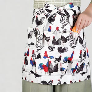 Colorful Hen Pattern Apron Multi Pocket Craft Cooking Baking Gardening Workwear Gift