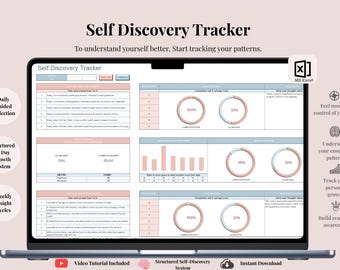 Self Discovery Tracker | Daily Reflection Journal, Emotional Awareness & Personal Growth System | Excel Digital Download