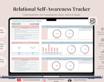 Relational Self-Awareness Tracker | Attachment Style, Emotional Triggers & Communication Patterns | Interactive Digital Download
