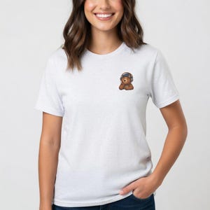 Bear Cub with Headphones T-Shirt | Cute Animal Chest Patch
