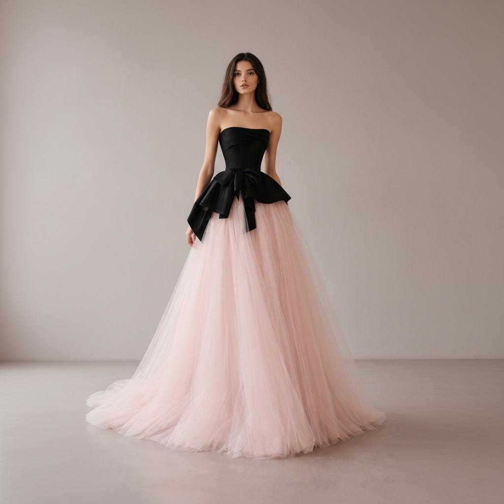 black dress with maroon shoes One Shoulder Hot Pink Black Prom Dresses, One Shoulder Pink Black Long   jbydress
