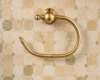 Solid Brass Toilet Paper Holder, Antiqued Gold Bathroom Decor