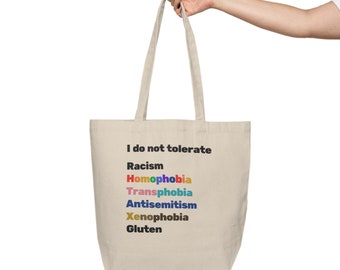 I Do Not Tolerate Gluten Canvas Shopping Tote |Cute tote bag, IBS humor bag, reusable bag, funny tote bag, beach bag, pride tote, LGBTQ