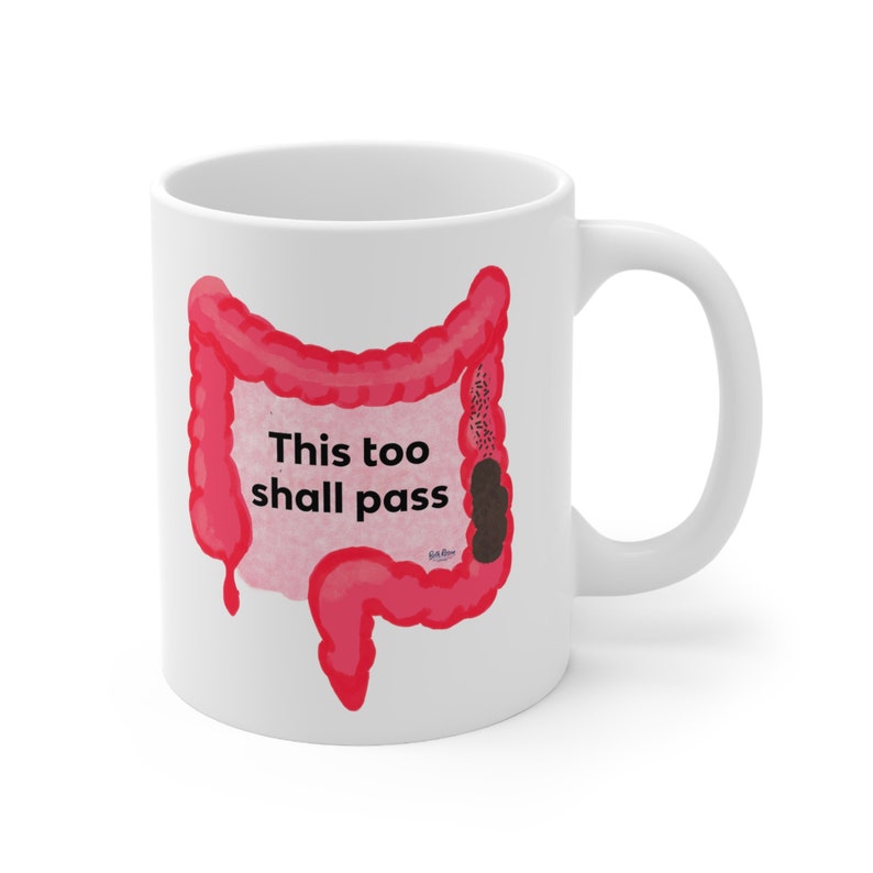 This Too Shall Pass Ceramic Mug 11oz gut humor, IBS gift, GI gift, funny IBS mug, poop mug, poop coffee mug, poop tea mug, poop humor image 3