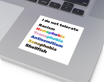 I Do Not Tolerate Shellfish Square Vinyl Stickers | Allergy sticker, allergy gift, allergy sticker, shellfish gift, shellfish allergy humor