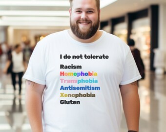 I Do Not Tolerate Gluten Unisex Jersey Short Sleeve Tee XS-5XL | Funny poop shirt, poop tee, LGBTQ, pride shirt, anti-semitism, trans pride