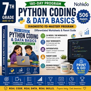 7th Grade Python Coding & Data Basics Curriculum: 180 Daily Lessons (PDF)