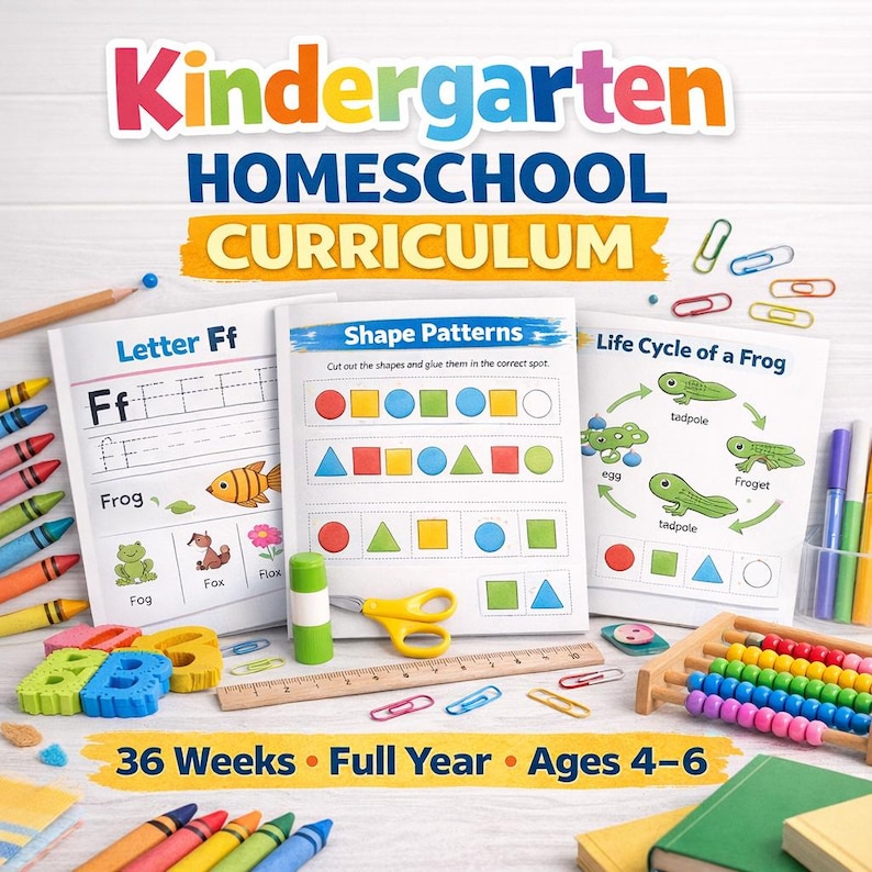 Kindergarten Homeschool Curriculum | Full Year 36 Weeks Lesson Plan