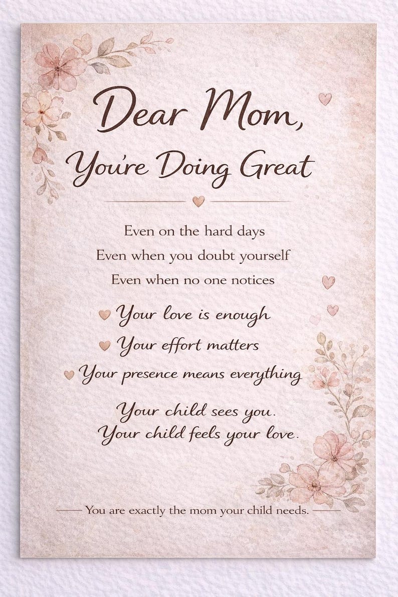 Mom Encouragement Poster, Printable Wall Art, Parenting Affirmation ...