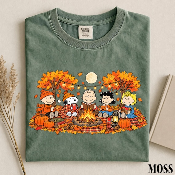 Fall Campfire Shirt, Cozy Autumn Graphic Tee, Pumpkin Camping Shirt, Friends by the Fire Shirt, Vintage Fall Comfort Colors Tee