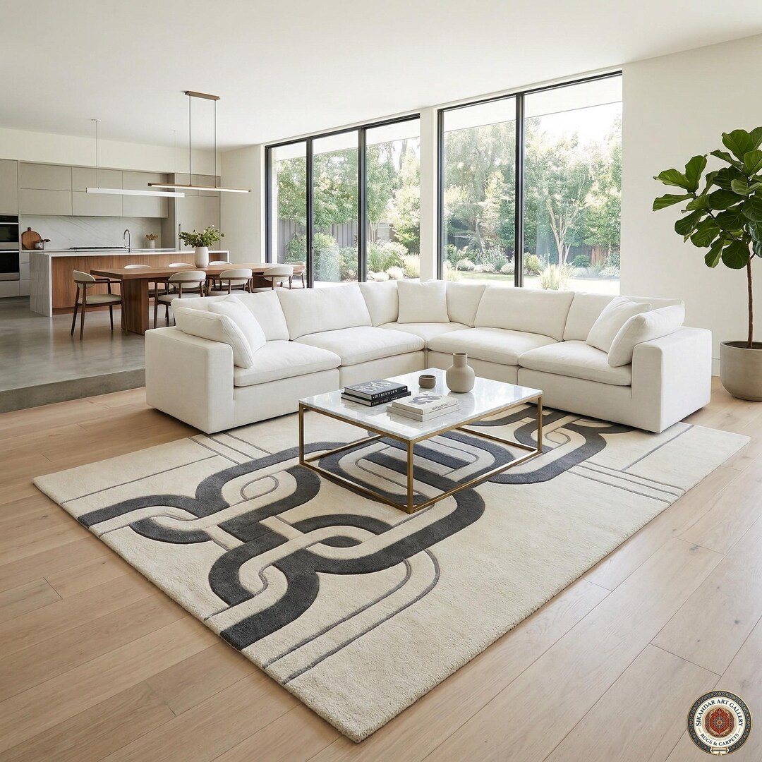 Interlocking Two Rugs Interlocking Chain Rug Hand Tufted Wool, Quiet Luxury Area Rug ...