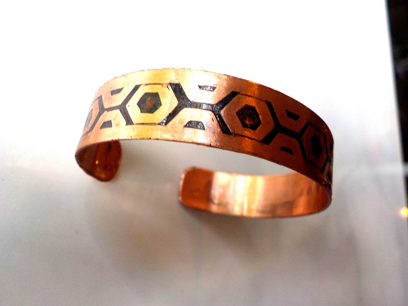 Acid-Etched Solid Copper Cuff Bracelet