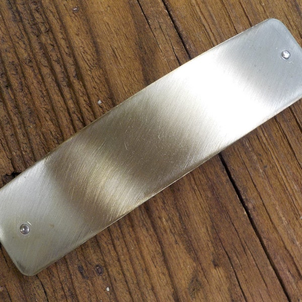 XL Brushed Silver Hair Barrette. Simply Textured: silver extra large artisan metal barrette with brushed finish for thick hair.