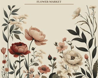 Print Amsterdamse bloemenmarkt | Botanische muurkunst | Digitale download | Afdrukbare poster